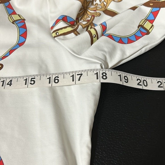 J. McLaughlin Top Equestrian Chain Links 3/4 Sleeve Catalina Cloth Size M - Picture 9 of 10